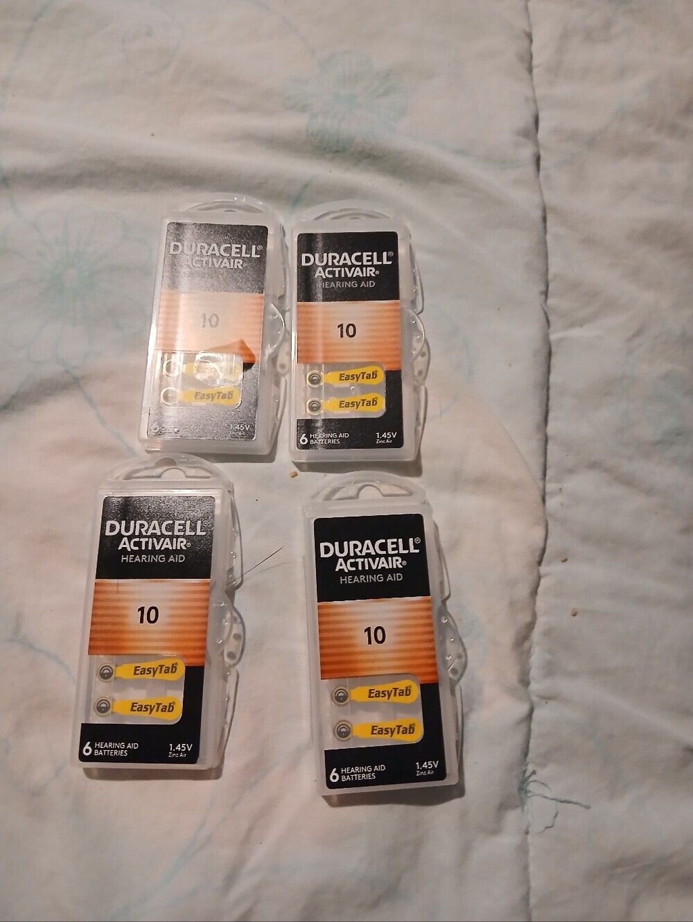 Duracell NWOT Activair Hearing Aid Batteries. 4 Packs Of 6.  Size 10.